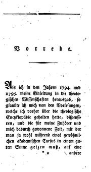 Cover of: Grundriss der theologischen Encyklopädie zum gebrauche Bey seinen Vorlesungen