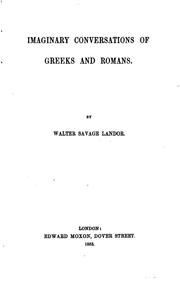 Cover of: Imaginary Conversations of Greeks and Romans by Walter Savage Landor