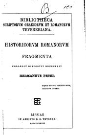 Cover of: Historicorum romanorum fragmenta by Hermann Peter