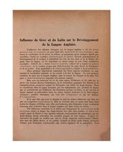 Cover of: Influence du grec et du latin sur le développement de la langue anglaise. (Jahresb., K. Gymn. zu ...