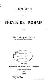 Cover of: Histoire du bréviaire romain by Pierre Batiffol