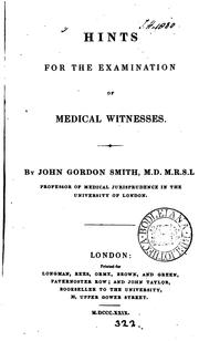 Cover of: Hints for the examination of medical witnesses
