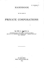Cover of: Handbook of the Law of Private Corporations