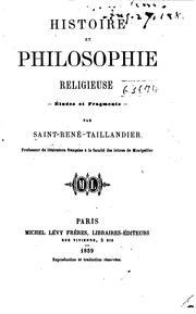 Cover of: Histoire et philosophie religieuse by Taillandier, St. Réné