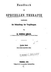 Cover of: Handbuch der speciellen Therapie v. 2, 1868 by Reinhold Köhler