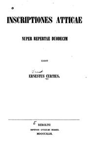 Cover of: Inscriptiones Atticae nuper repertae duodecim