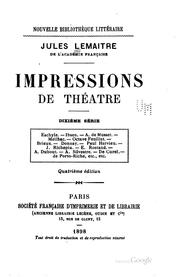 Cover of: Impressions de théâtre ... by Jules Lemaître