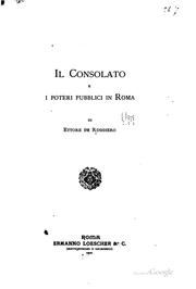 Il consolato e i poteri pubblici in Roma by Ettore de Ruggiero