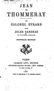 Cover of: Jean de Thommeray: Le colonel Evrard