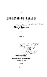 Cover of: La Duchesse de Mazarin