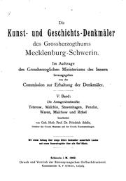 Cover of: Kunst- und geschichts-denkmäler des Grossherzogthums Mecklenburg-schwerin by Friedrich Schlie
