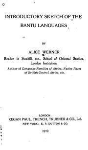 Cover of: Introductory Sketch of the Bantu Language by Alice Werner
