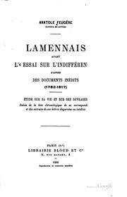 Cover of: Lamennais avant l'Éssai sur l'indifférence d'après des documents inèdita ...