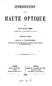 Cover of: Introduction à la haute optique, tr. par C. Forthomme