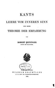Cover of: Kant's Lebre vom Inneren Sinn und seine Theorie der Erfahrung