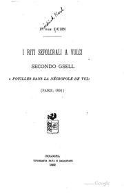 Cover of: I rite sepolcrali a Vulci secundo Gsell: Fouilles dans la nécropole de Vulci ...