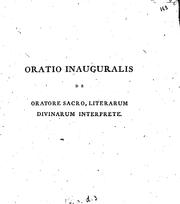 Cover of: Io. Henr. van der Palm Oratio inauguralis de oratore sacro, literarum divinarum interprete