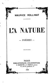 Cover of: La nature; poésies: poésies