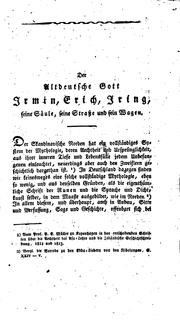 Cover of: Irmin, seine Saule, seine Strasse und sein Wagen: Einladung zu Vorlesungen ... by Friedrich Heinrich von der Hagen