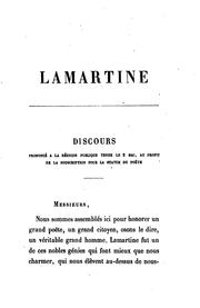 Cover of: Lamartine: discours prononcé a la réunion publique du 2 mai 1869 au profit de la souscription ...