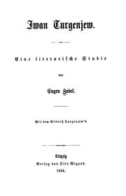 Cover of: Iwan Turgenjew: Eine literarische Studie by Eugen Zabel