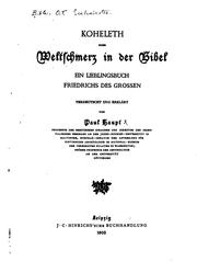 Cover of: Koheleth: Oder Weltschmerz in der Bibel...