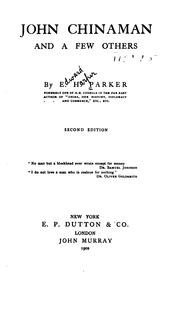 Cover of: John Chinaman and a Few Others by Edward Harper Parker