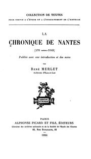 Cover of: La chronique de Nantes (570 environ-1049)
