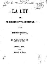 Cover of: La ley del procedimiento criminal