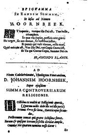 Cover of: Johannis Hoornbeek Summa controversiarum religionis cum infidelibus ...