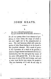 Cover of: John Keats: A Study by Frances Mary Owen