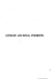 Cover of: Literary and Social Judgements