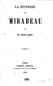 Cover of: La jeunesse de Mirabeau