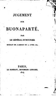 Cover of: Jugement sur Buonaparté