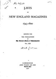 Cover of: Lists of New England Magazines 1743-1800 by Albert Matthews