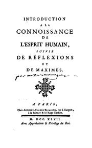 Cover of: Introduction a la connoissance de l'esprit humain by Luc de Clapiers marquis de Vauvenargues