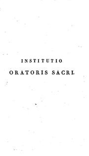 Cover of: Institutio oratoris sacri