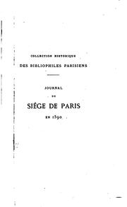 Cover of: Journal du siège de Paris en 1590 by Alfred Franklin