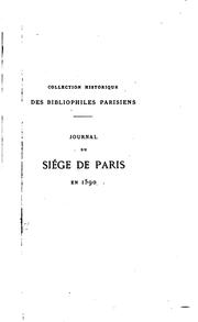 Cover of: Journal du siège de Paris en 1590