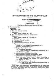 Cover of: Introduction to the Study of Law: Syllabus and Select Cases