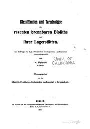 Cover of: Klassifikation und Terminologie der rezenten brennbaren Biolithe und ihrer ...