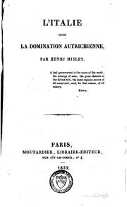 Cover of: L'Italie sous la domination autrichienne by Enrico Misley, Enrico Misley