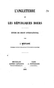 Cover of: L'Angleterre et les républiques boers: étude de droit international