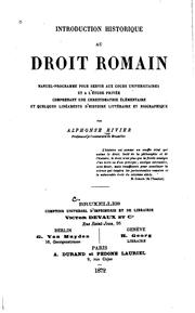 Cover of: Introduction historique au droit romain: Première partie