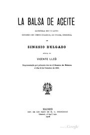Cover of: La balsa de aceite: Zarzuela en un acto dividido en cinco cuadros, en prosa