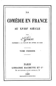 Cover of: La Comedie en France au XVIII Siecle