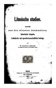 Cover of: Litauische Studien: Auswahl aus den A?ltesten Denkma?lern, dialectische Beispiele, lexikalische ...