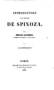 Introduction aux oeuvres de Spinoza by Émile Edmond Saisset