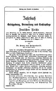 Cover of: Jahrbuch für Gesetzgebung, Verwaltung und Rechtspflege des deutschen Reiches by Franz von Holtzendorff