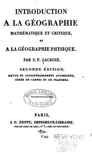 Cover of: Introduction à la géographie mathématique et critique, et à la géographie physique